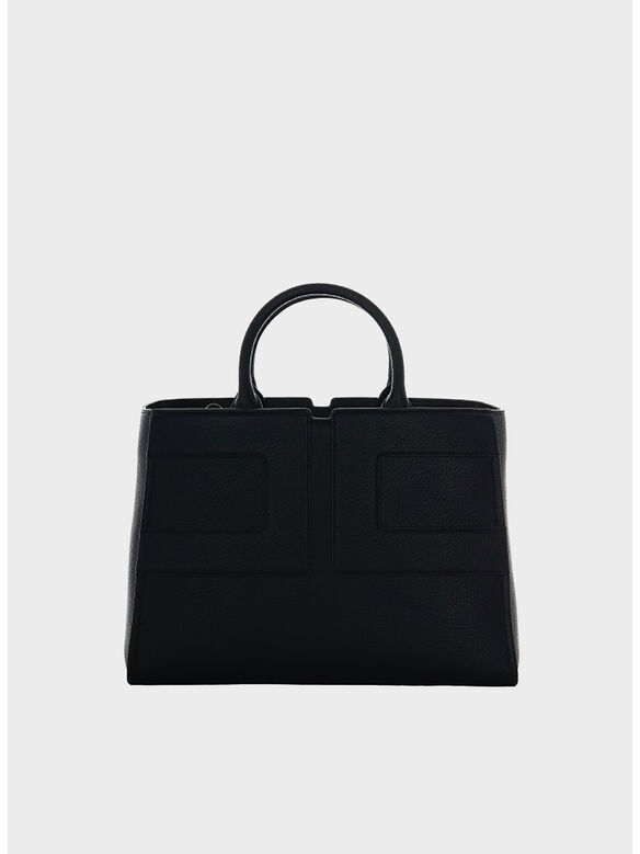 BORSA TOTE CON INSERTI IN PELLE, 110 NERO, medium