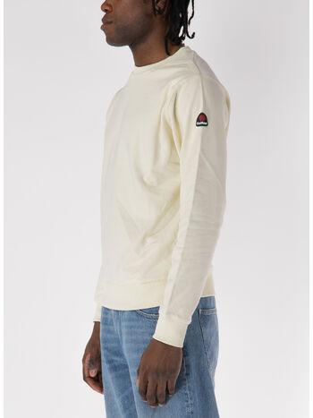 FELPA GIROCOLLO CON PATCH LOGO, 002 OFF WHITE, small