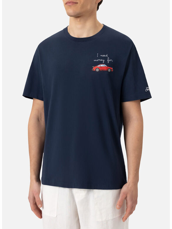 T-SHIRT IN COTONE CON RICAMO I NEED MONEY FOR CAR, 04989H 61 EMB, medium