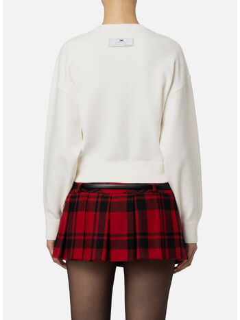 FELPA CROPPED LOGO RICAMATO, 360 AVORIO, small