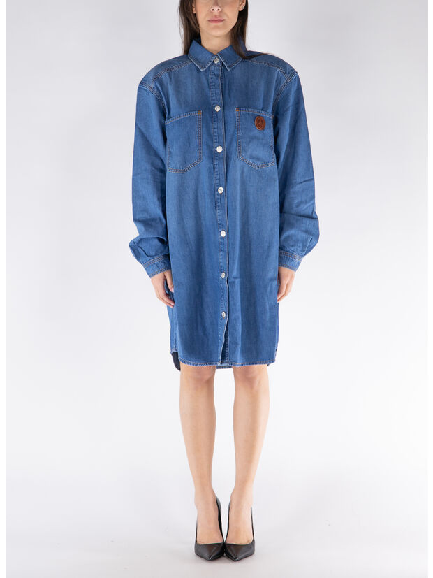 ABITO IN DENIM CON COLETTO A PUNTA, A1295, large