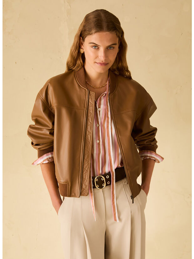 BOMBER IN NAPPA, 001 TABACCO, large