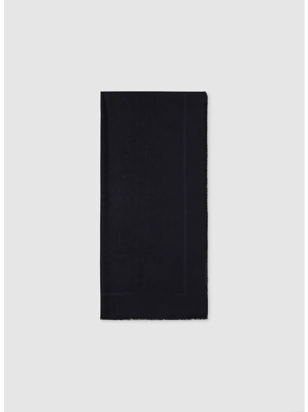 PASHMINA IN JACQUARD CON LETTERING ALL-OVER, 110 NERO, large