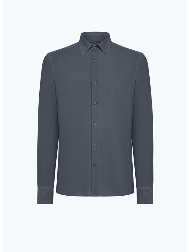 CAMICIA TECHNO WASH PIQUET, 60 BLUE BLACK, large
