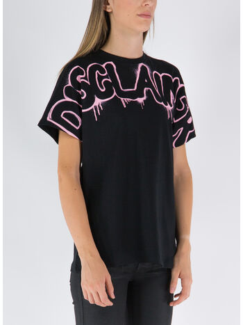 T-SHIRT CON STAMPA, NERO-STAMPA ROSA, small