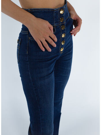 JEANS PALAZZO CON BOTTONIERA E MORSETTO, 104 BLUE DENIM, small