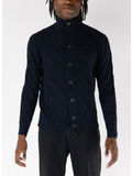 CARDIGAN IN TRECCIA CON COLLO ALTO, 891 OLTREMARE, thumb