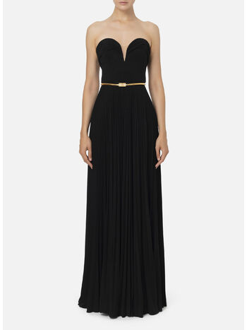 ABITO RED CARPET LUREX PLISSETTATO CON CINTURA, 110 NERO, small