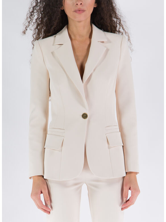GIACCA MONOPETTO IN DOPPIO CREPE STRETCH, 193 BURRO, medium