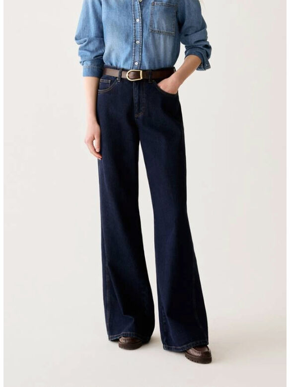 JEANS WIDE LEG, 002 BLU SCURO, medium