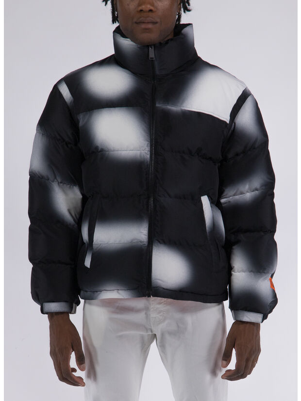 GIUBBOTTO EX-RAY AOP BLUR NYLON PUFFER, 0110 WHITE BLACK, large
