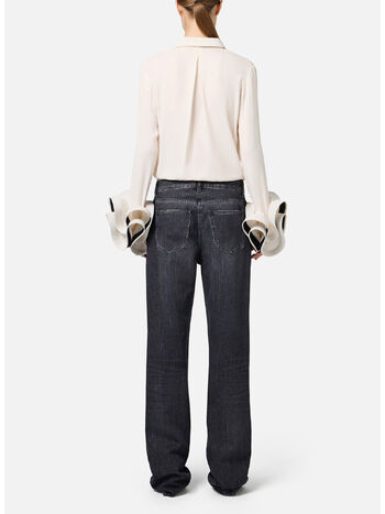 JEANS CON BANDE IN RASO, 102 BLACK DENIM, small