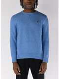MAGLIONE GIROCOLLO  CON LOGO RICAMATO, SOFT ROYAL HEATHER, thumb