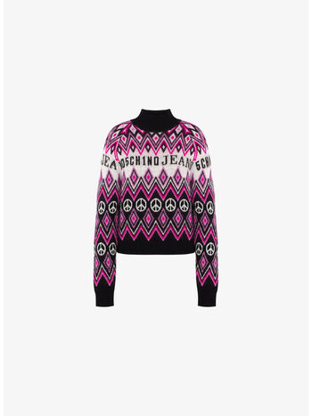 MAGLIA CON COLLO ALTO GRAPHIC JACQUARD, A2555, small