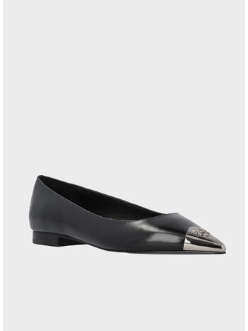 BALLERINA IN NAPPA CON PUNTA IN METALLO, Z99 BLACK, small