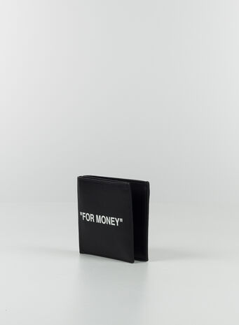 PORTAFOGLI CALF SKIN QUOTE BIFOLD WALLET, 1001BLACKWHITE, small
