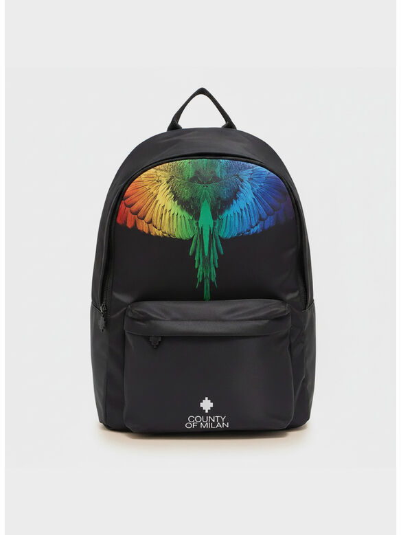 ZAINO PRINTED, BLACK / RAINBOW WINGS, medium