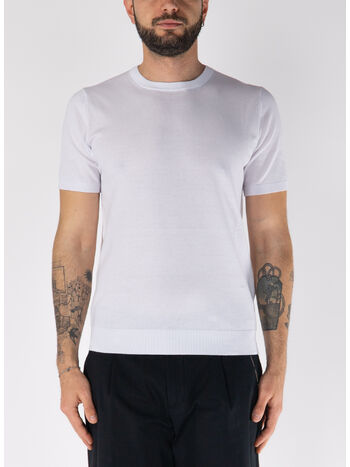 T-SHIRT GIROCOLLO A MANICHE CORTE, 01 BIANCO, small
