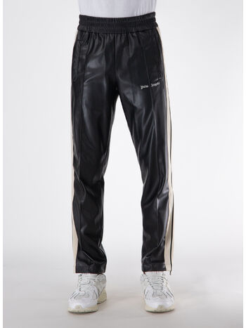 PANTALONE TRACK LEATHER EFFECT, 1003 BLACK/OFF WHITE, small