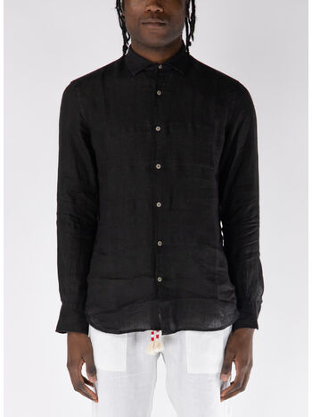 CAMICIA PAMPLONA LINEN, 01949H 00 BLACK VINTAGE, small