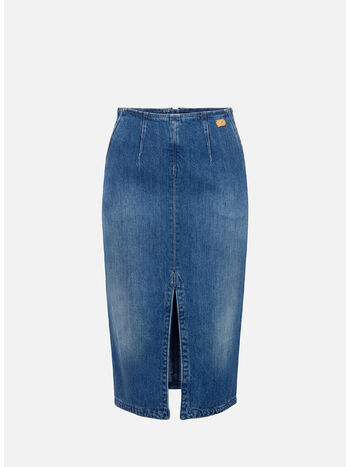 GONNA MIDI IN DENIM CON SPACCO, 139 BLUE VINTAGE, small