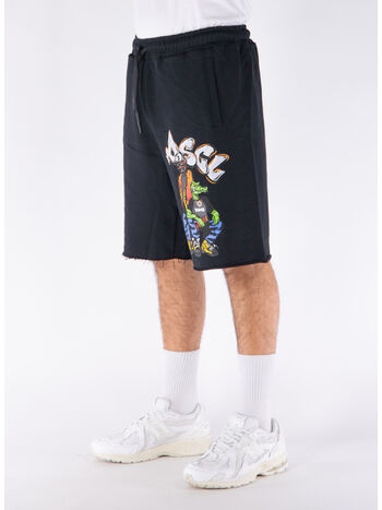 SHORTS CON STAMPA, NERO, small