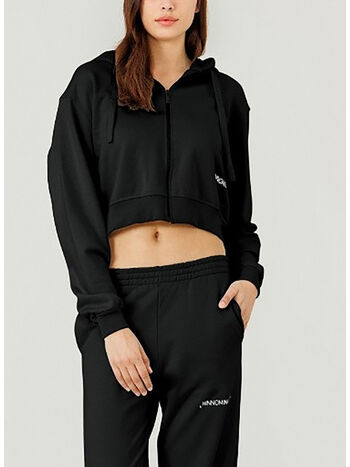 FELPA FULL ZIP CROP, NERO, small