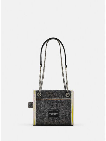 BORSA MINI THE DENIM CHAIN TOTE, 965 BLACK WASH, small