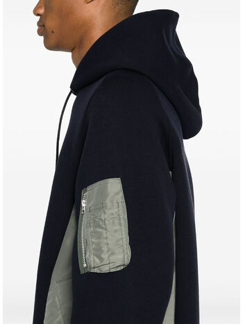 FELPA HOODIE CON INSERTI, 212 NAVY/KHAKI, small