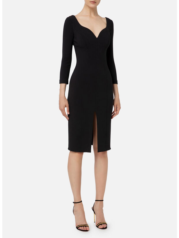 ABITO TUBINO LONGUETTE  IN DOPPIO CREPE, , large