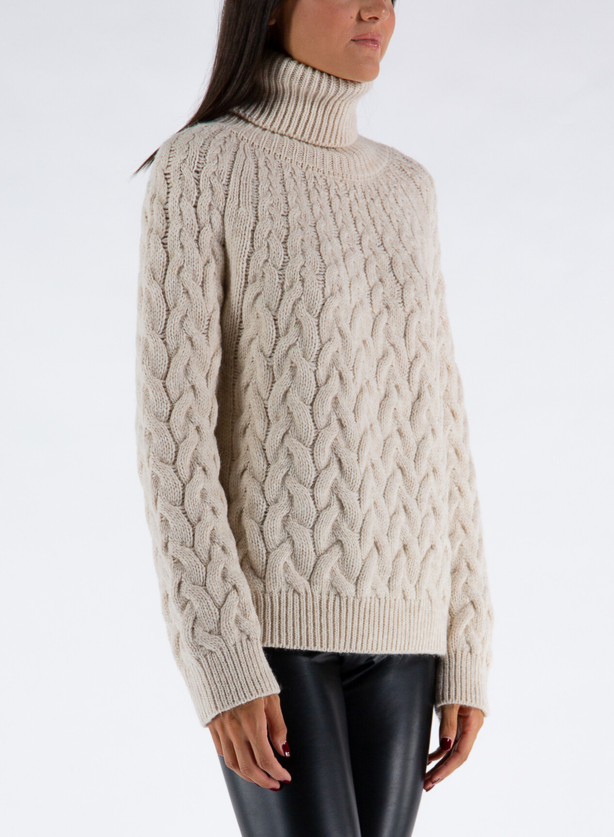 ALPHA STUDIO MAGLIONE TRECCIA CABLE Beige Donna Selecteur