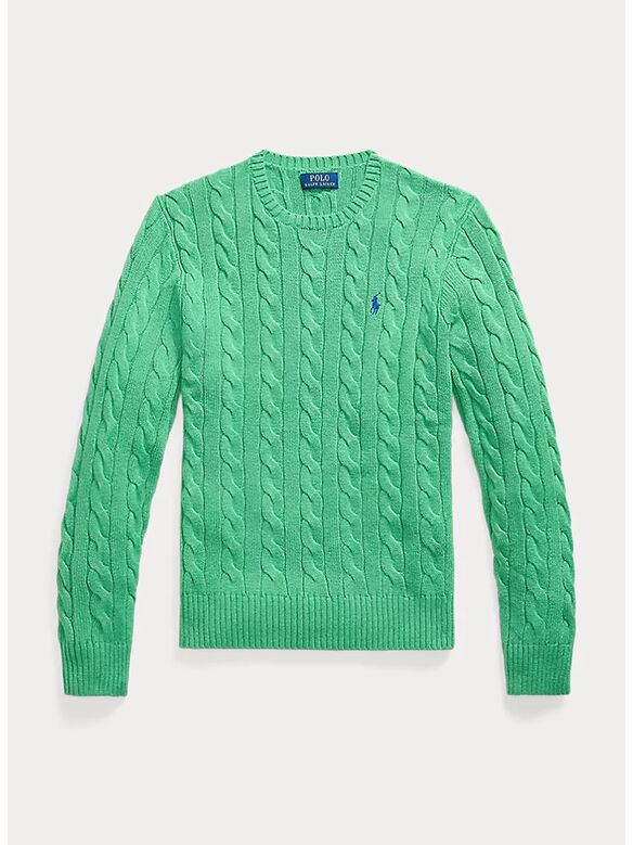 MAGLIONE GIROCOLLO IN MAGLIA TRECCIATO, PALM GREEN HEATHER, medium