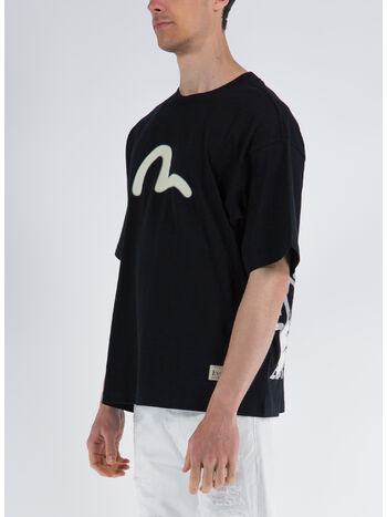 T-SHIRT GRAFFITI DARUMA FACE PRINTED SS TEE, BLACK BLACK, small