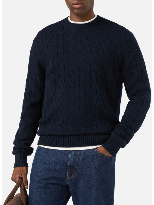 MAGLIONE REGENT BRAID WOOL, 00044M 62 NIGHT BLUE, large