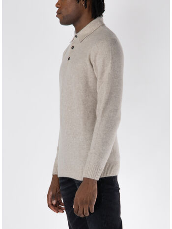 MAGLIONE CON COLLO A POLO, 031 AVORIO, small