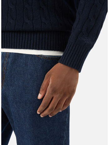 MAGLIONE REGENT BRAID WOOL, 00044M 62 NIGHT BLUE, small