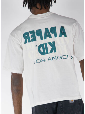 T-SHIRT GIROCOLLO CON STAMPA, 013 CREAM, small