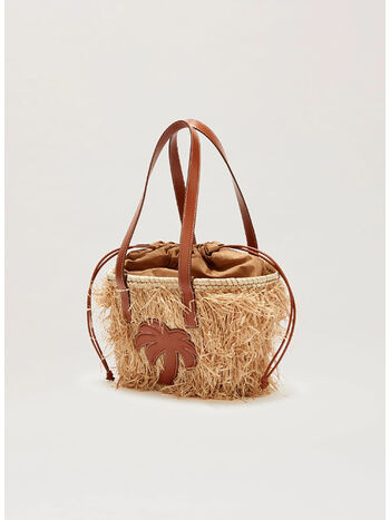 BORSA PALM RAFIA BASKET, 6160 BEIGE BROWN, small