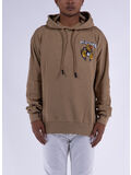 FELPA HOODIE CON STAMPA SUL RETRO, BROWN, thumb