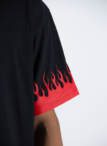 T-SHIRT RED FLAMES, BLACK, small
