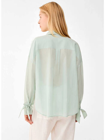 BLUSA IN VOILE DI COTONE, 003 ACQUA MARINA, small