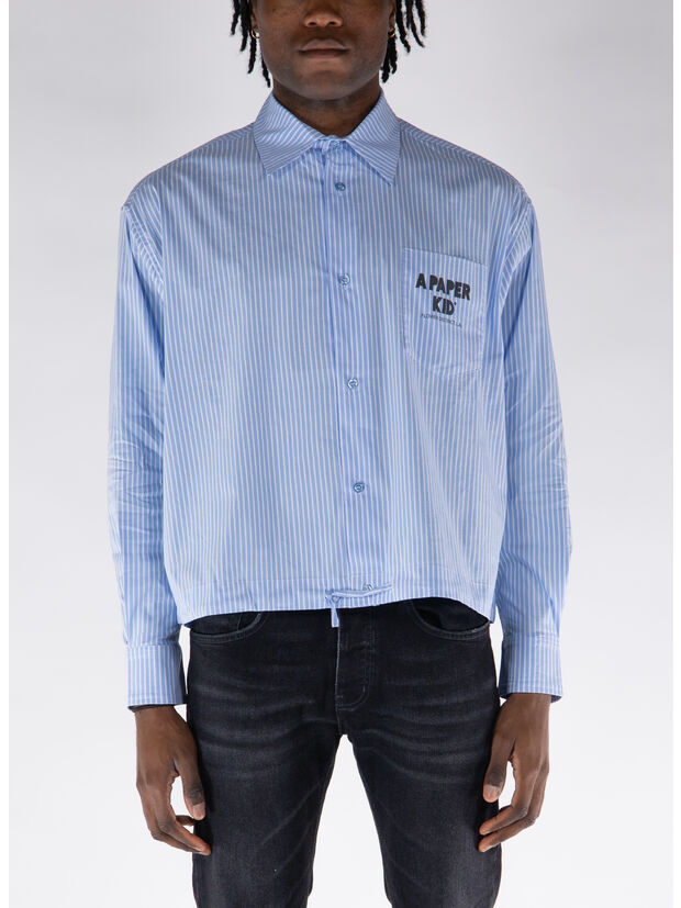 CAMICIA A RIGA CON TASCA, 050 LIGHT BLUE, large