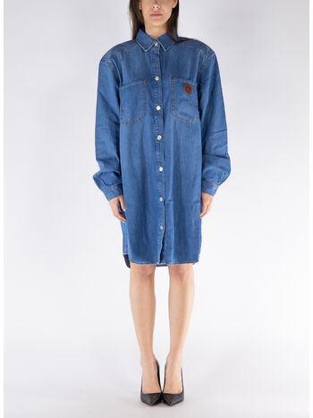 ABITO IN DENIM CON COLETTO A PUNTA, A1295, small
