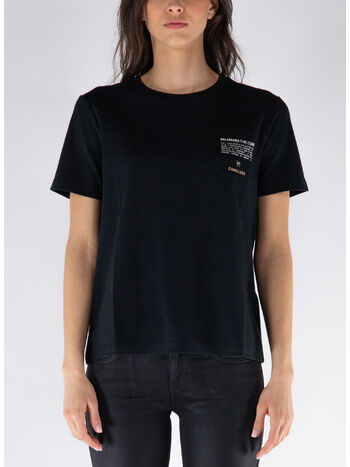 T-SHIRT IN JERSEY CON TASCHINO, 019 BLACK, small