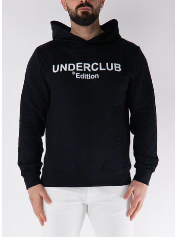 FELPA HOODIE CON LOGO STAMPATO, NERO, small