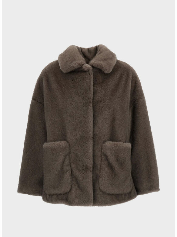 GIUBBOTTO BOMBER SOFT FAUX, 8800 MARRONE SCURO, medium