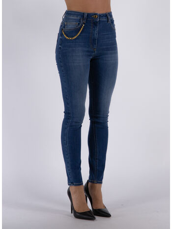 JEANS SKINNY CON CATENA, 104 BLUE DENIM, small