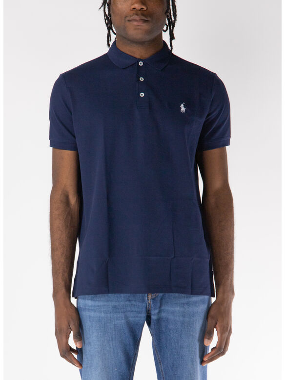 POLO A MANICHE CORTE CON LOGO RICAMATO, REFINED NAVY, medium