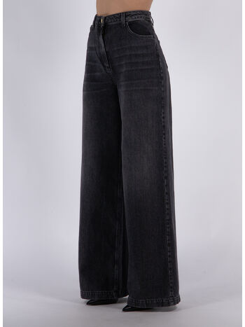 JEANS PALAZZO CON RICAMO IN VELLUTO, , small