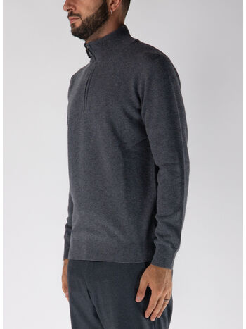 MAGLIONE A COLLO ALTO CON MEZZA ZIP, W6K5.00032 FUMO, small